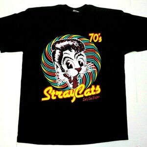 Stray Cats Cool Cat Graphic Band T-Shirt Vintage Rockabilly Tattoo Tee 84